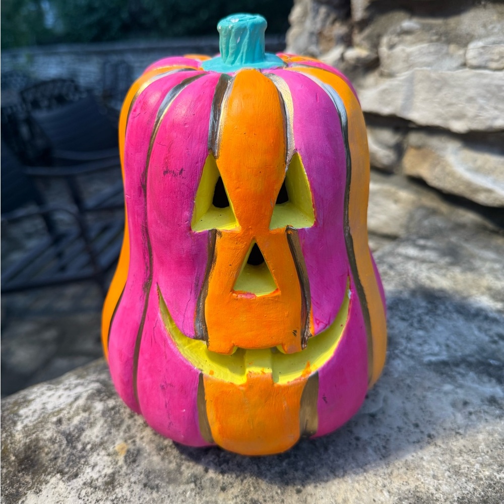 Colorful Pumpkin Jack-O'-Lantern Home Accent